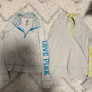 2 VS PINK half-zip sweatshirts